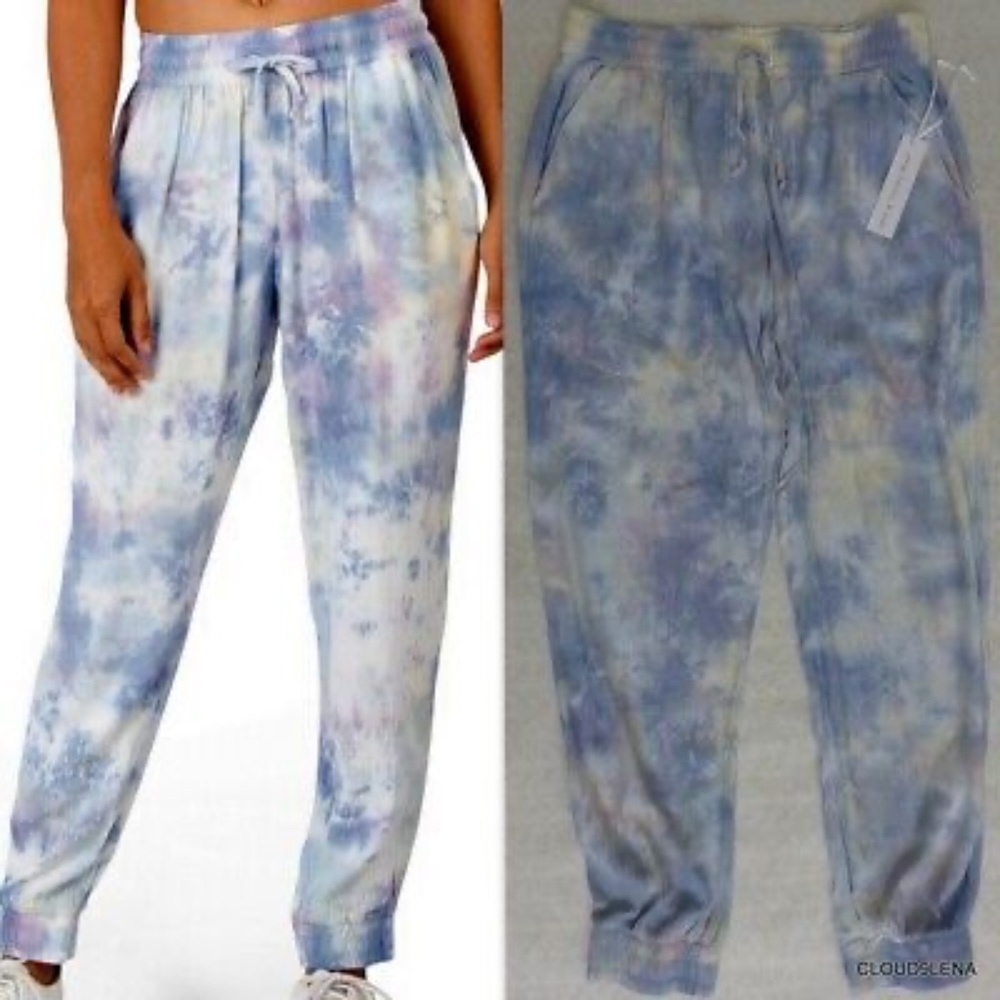 NWT YOUNG FABULOUS & BROKE Blue Tie Dye Jogger OLLIE Pants w/pockets Siz…